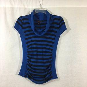 Ladies Blue/Black Stripped Knit Top
